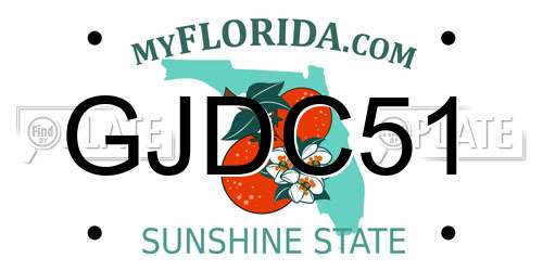 GJDC51 Florida License Plate