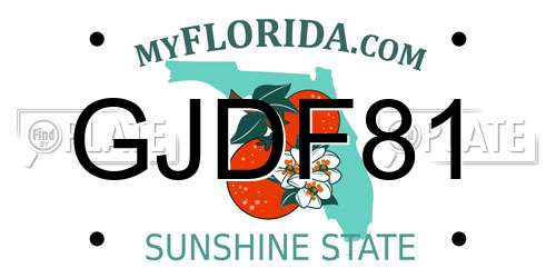 GJDF81 Florida License Plate