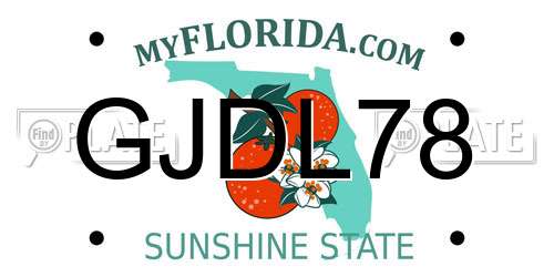 GJDL78 Florida License Plate