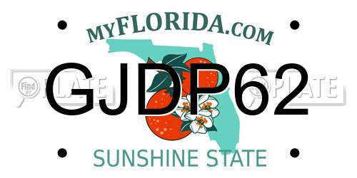 GJDP62 Florida License Plate