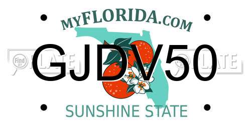 GJDV50 Florida License Plate
