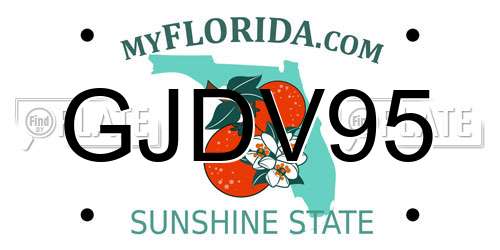 GJDV95 Florida License Plate