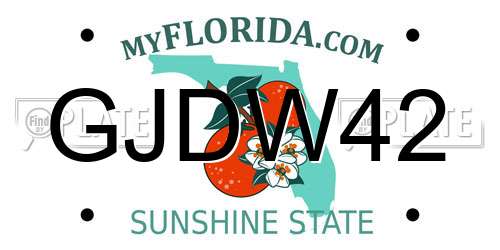 GJDW42 Florida License Plate