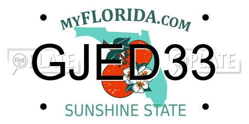 GJED33 Florida License Plate