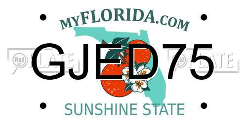 GJED75 Florida License Plate