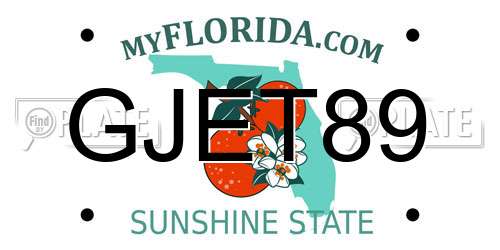 GJET89 Florida License Plate