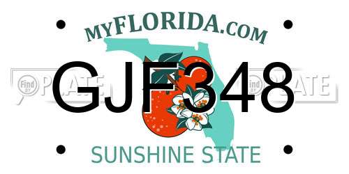 GJF348 Florida License Plate