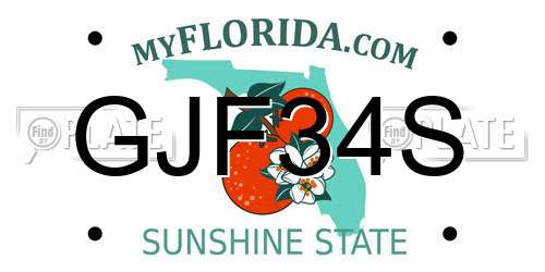 GJF34S Florida License Plate