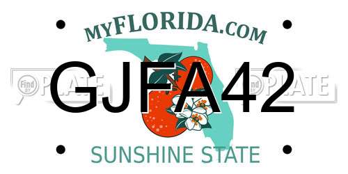 GJFA42 Florida License Plate