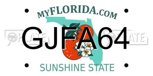 GJFA64 Florida License Plate