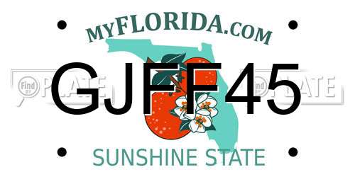 GJFF45 Florida License Plate