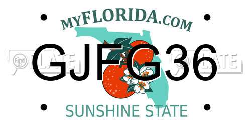 GJFG36 Florida License Plate