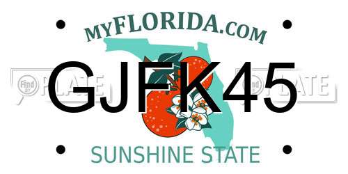 GJFK45 Florida License Plate