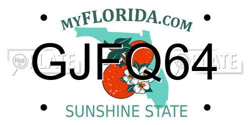 GJFQ64 Florida License Plate