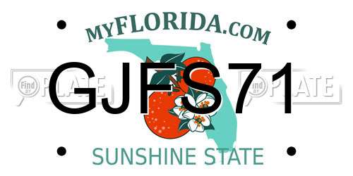 GJFS71 Florida License Plate