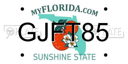 GJFT85 Florida License Plate