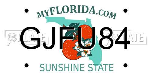 GJFU84 Florida License Plate