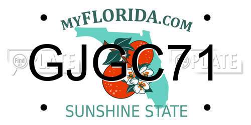 GJGC71 Florida License Plate