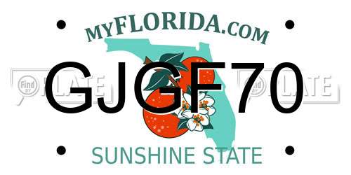 GJGF70 Florida License Plate