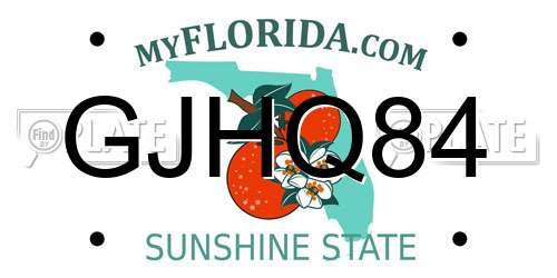 GJHQ84 Florida License Plate