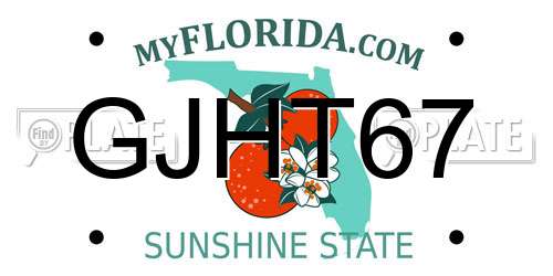 GJHT67 Florida License Plate