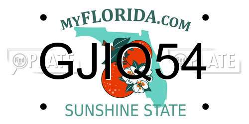 GJIQ54 Florida License Plate