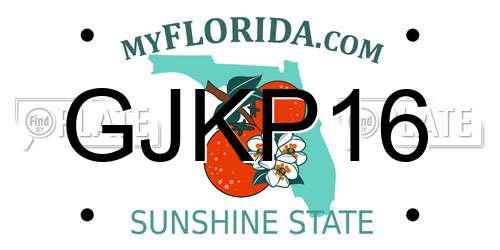 GJKP16 Florida License Plate