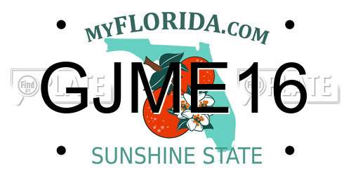 GJME16 Florida License Plate