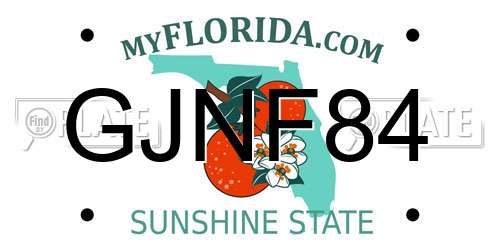 GJNF84 Florida License Plate