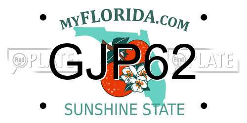GJP62 Florida License Plate