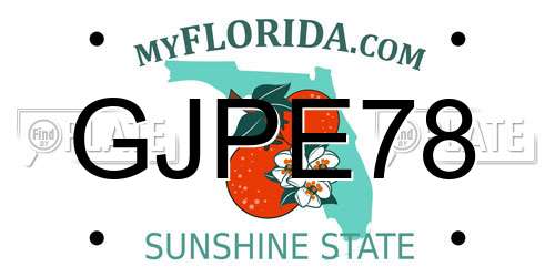 GJPE78 Florida License Plate