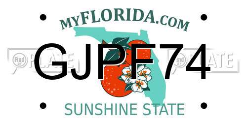 GJPF74 Florida License Plate
