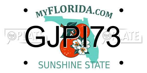 GJPI73 Florida License Plate