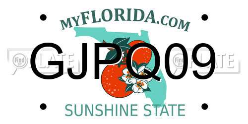 GJPQ09 Florida License Plate