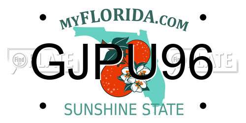 GJPU96 Florida License Plate