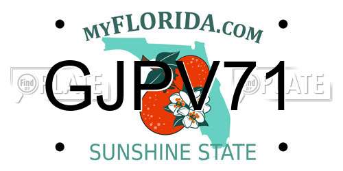 GJPV71 Florida License Plate