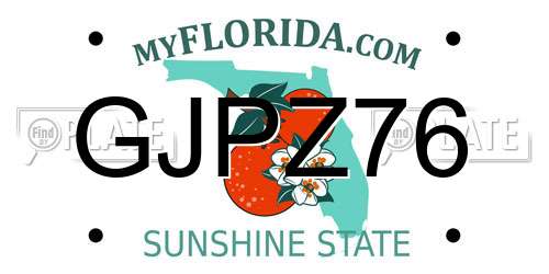 GJPZ76 Florida License Plate