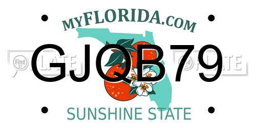 GJQB79 Florida License Plate