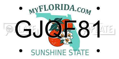 GJQF81 Florida License Plate
