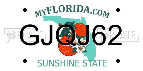 GJQJ62 Florida License Plate