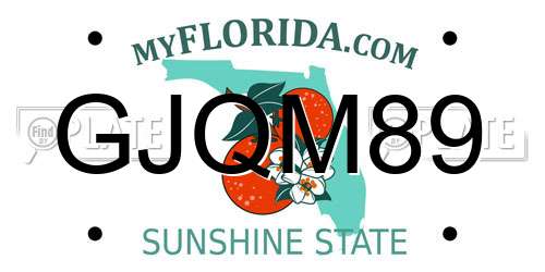 GJQM89 Florida License Plate