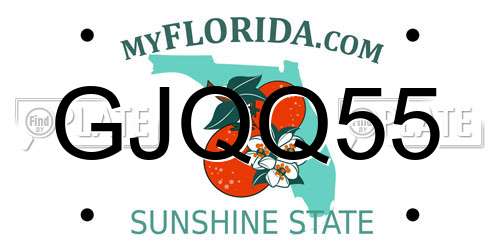 GJQQ55 Florida License Plate
