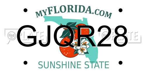GJQR28 Florida License Plate