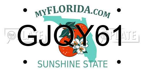 GJQY61 Florida License Plate
