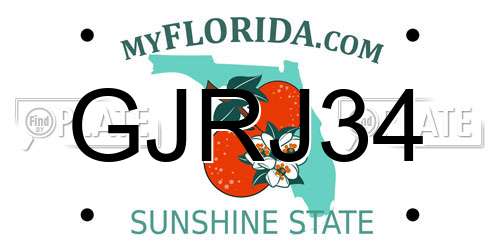 GJRJ34 Florida License Plate