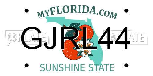 GJRL44 Florida License Plate