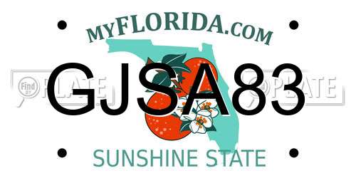 GJSA83 Florida License Plate