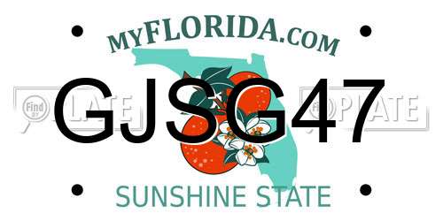 GJSG47 Florida License Plate