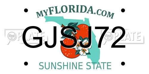 GJSJ72 Florida License Plate
