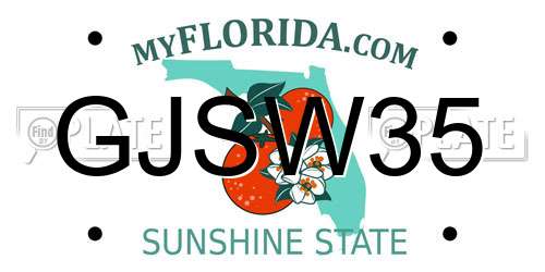 GJSW35 Florida License Plate